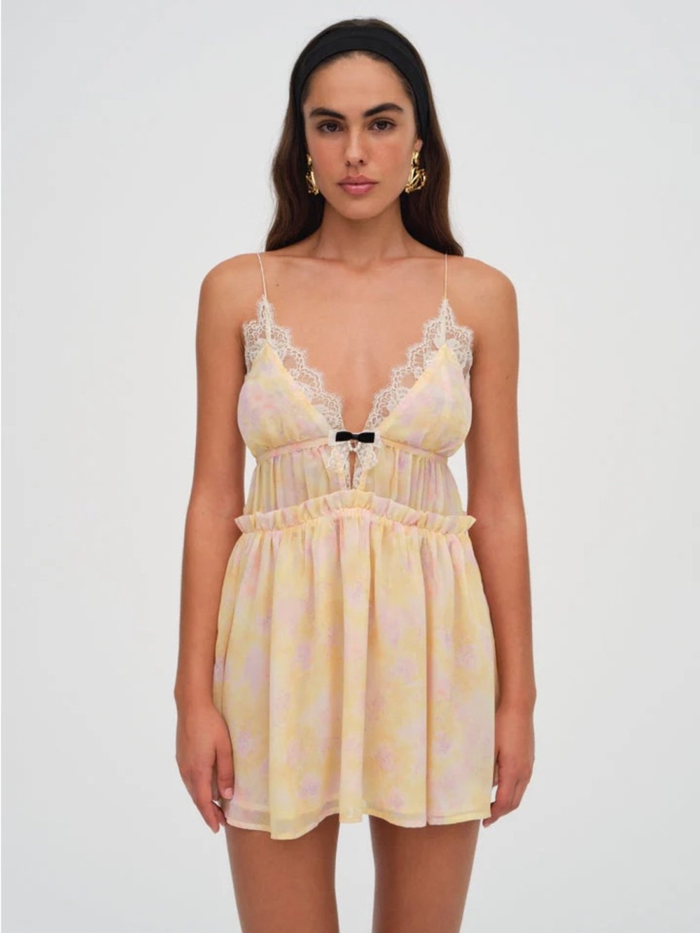 Victoria’s Secret Babydoll Chemise Yellow Butterfly Size Small